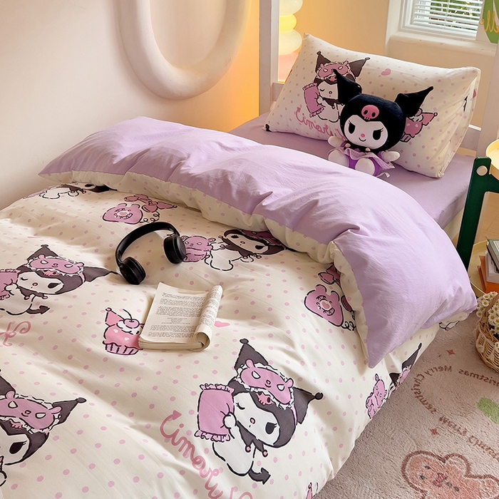 91家纺网 家纺一手货源 找家纺 （总）港岛妹妹 2025新款云朵水洗工艺三丽鸥学生宿舍三件套上下铺三件套