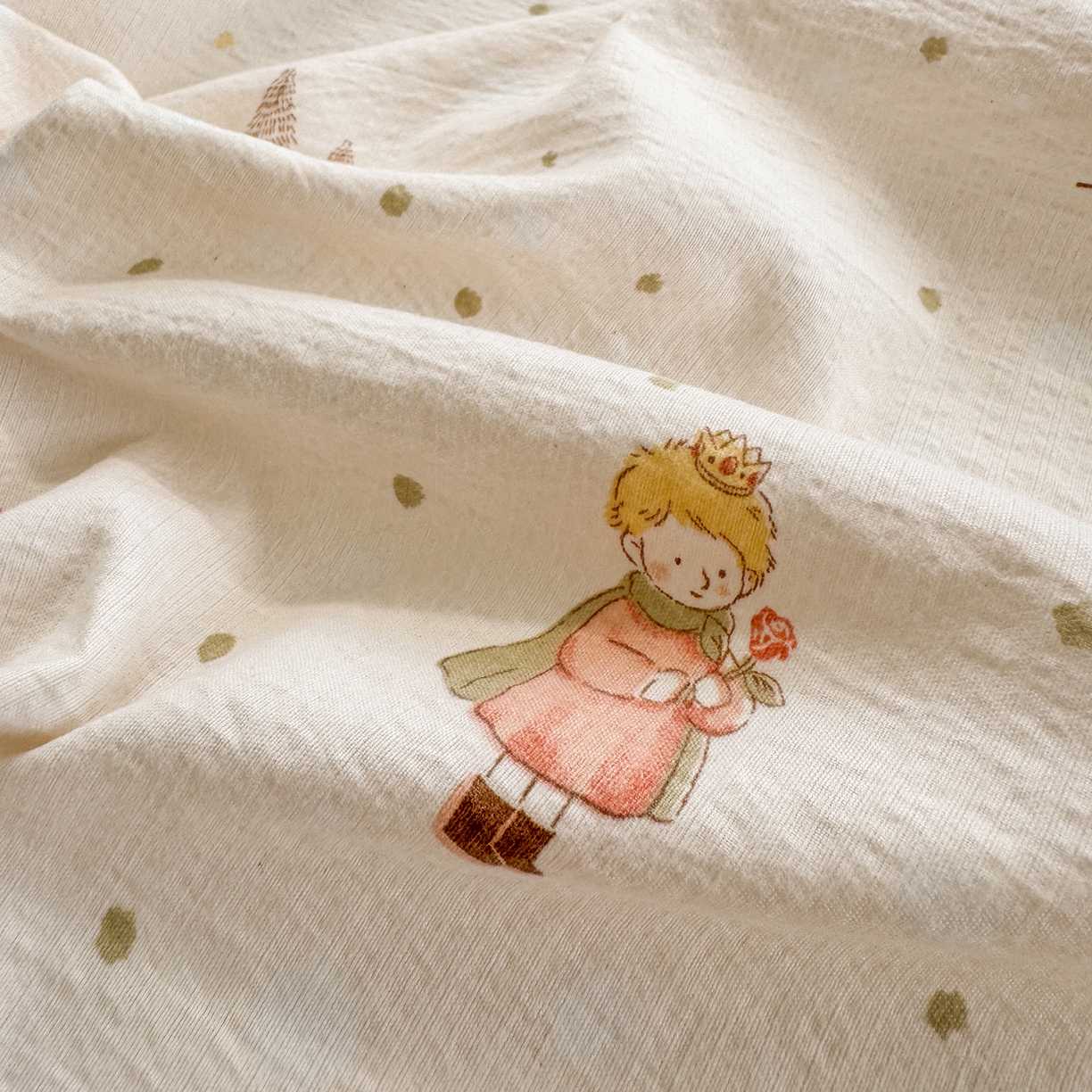 91家纺网 家纺一手货源 找家纺 沐芷 2025 秋冬加厚床单高克重双层纱黑色小花边被单床单三件套 小王子