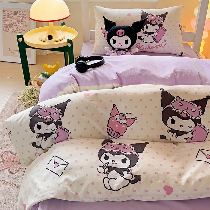 91家纺网 家纺一手货源 找家纺 （总）港岛妹妹 2025新款云朵水洗工艺三丽鸥学生宿舍三件套上下铺三件套