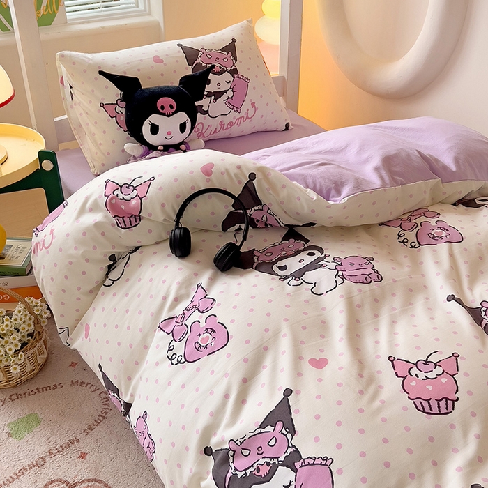 91家纺网 家纺一手货源 找家纺 （总）港岛妹妹 2025新款云朵水洗工艺三丽鸥学生宿舍三件套上下铺三件套