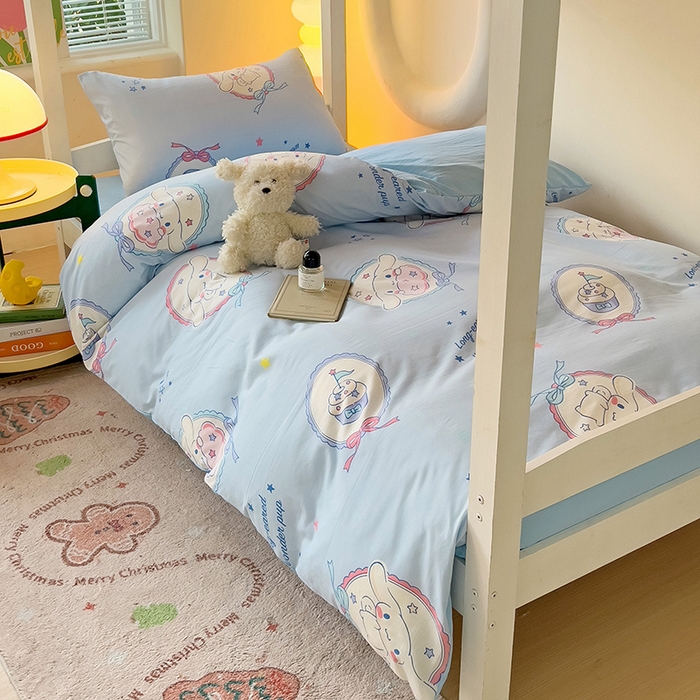 91家纺网 家纺一手货源 找家纺 （总）港岛妹妹 2025新款云朵水洗工艺三丽鸥学生宿舍三件套上下铺三件套