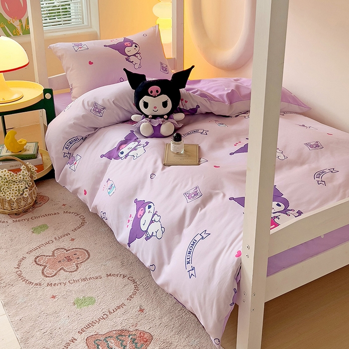 91家纺网 家纺一手货源 找家纺 （总）港岛妹妹 2025新款云朵水洗工艺三丽鸥学生宿舍三件套上下铺三件套