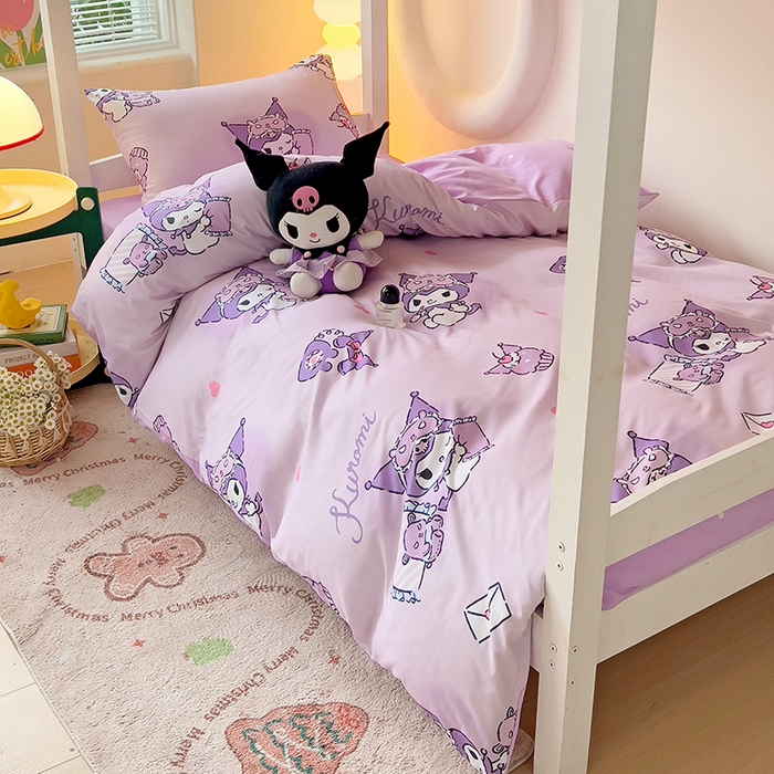 91家纺网 家纺一手货源 找家纺 （总）港岛妹妹 2025新款云朵水洗工艺三丽鸥学生宿舍三件套上下铺三件套