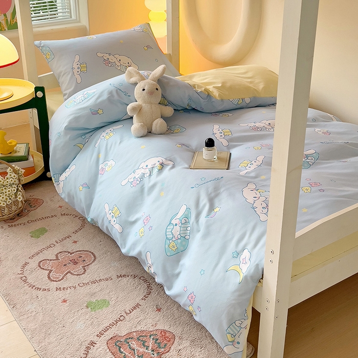 91家纺网 家纺一手货源 找家纺 （总）港岛妹妹 2025新款云朵水洗工艺三丽鸥学生宿舍三件套上下铺三件套