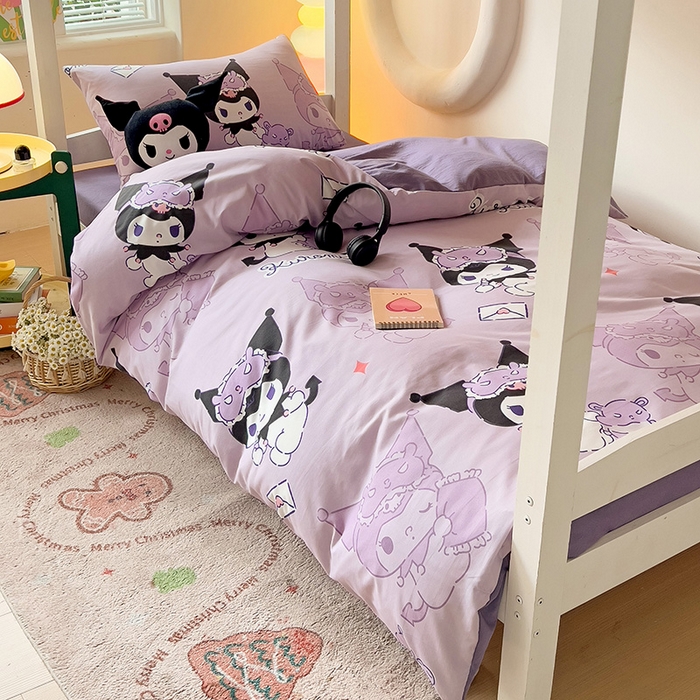 91家纺网 家纺一手货源 找家纺 （总）港岛妹妹 2025新款云朵水洗工艺三丽鸥学生宿舍三件套上下铺三件套