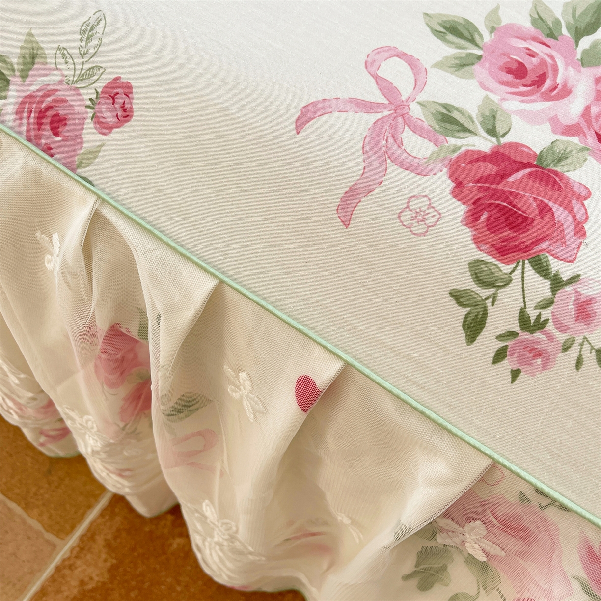 91家纺网 家纺一手货源 找家纺 宜凡家纺 2025新款全棉韩版床裙四件套 悦香花初