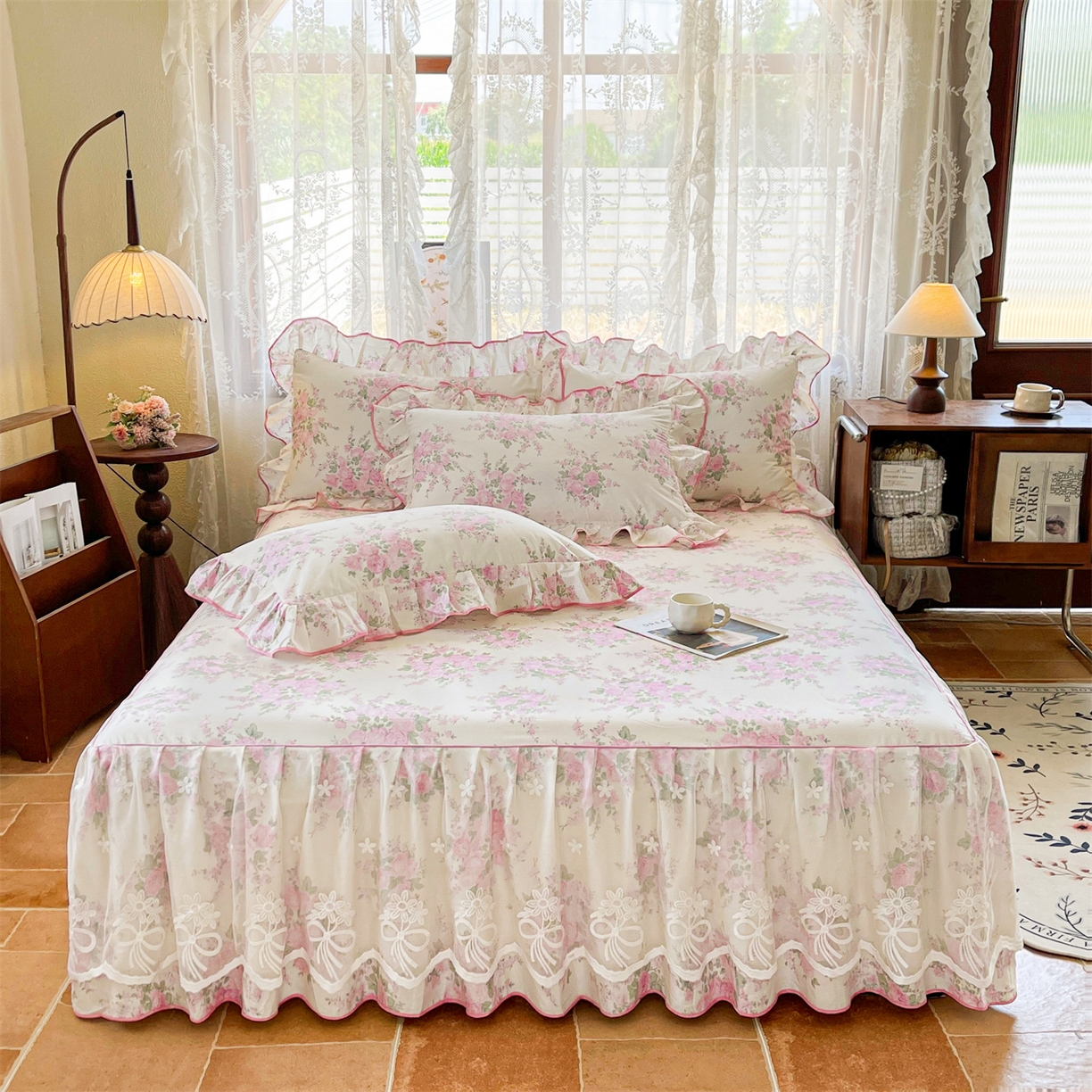 91家纺网 家纺一手货源 找家纺 宜凡家纺 2025新款全棉韩版床裙四件套 邂逅浪漫