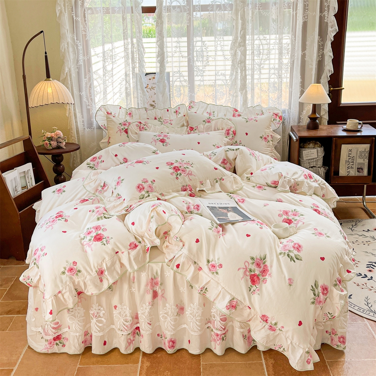 91家纺网 家纺一手货源 找家纺 （总）宜凡家纺 2025新款全棉韩版床裙四件套