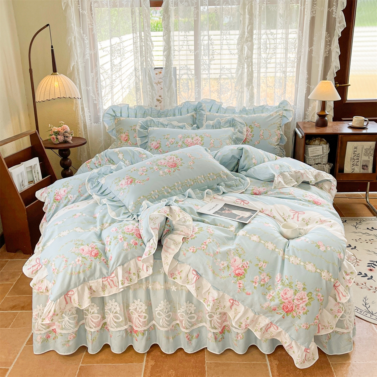 91家纺网 家纺一手货源 找家纺 （总）宜凡家纺 2025新款全棉韩版床裙四件套