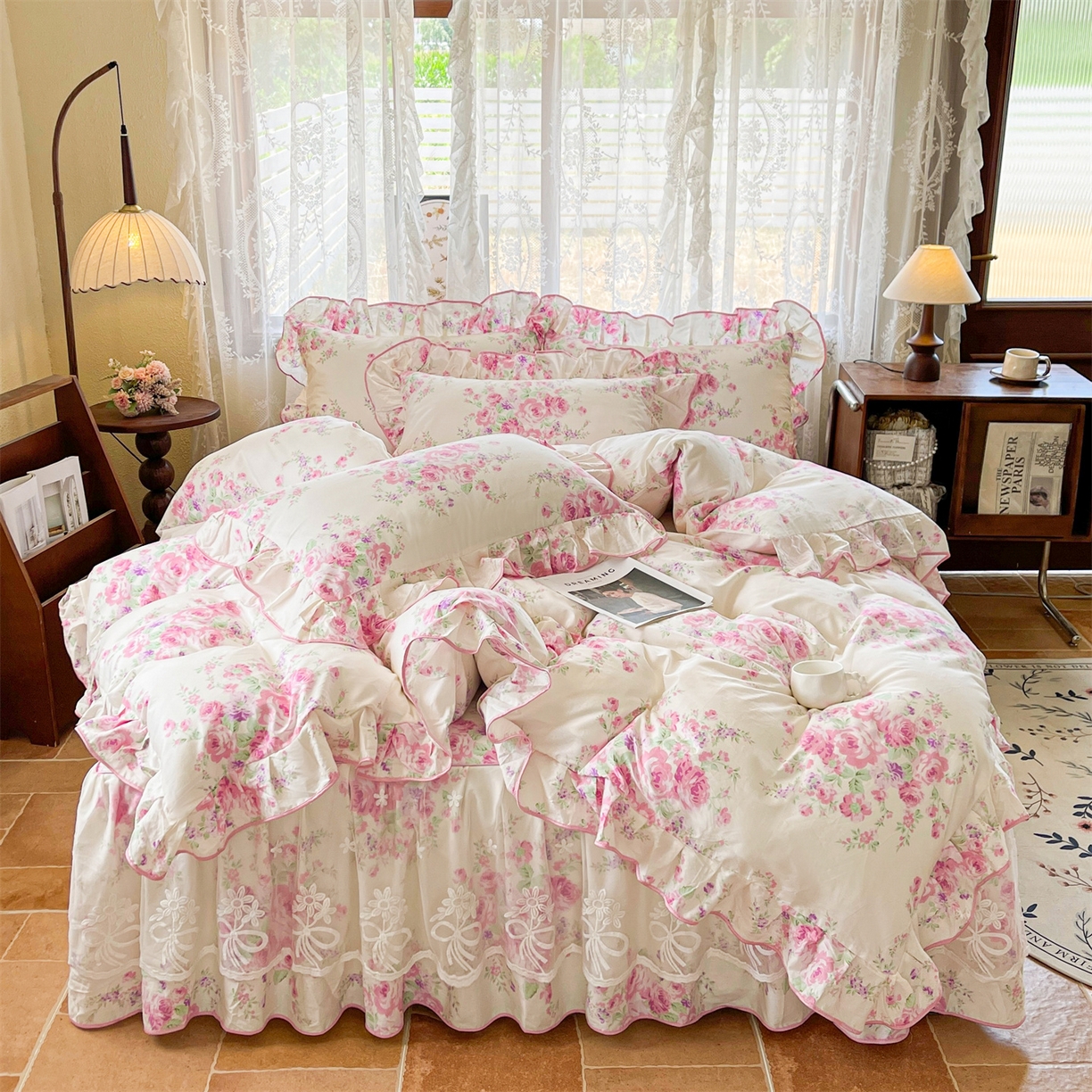 91家纺网 家纺一手货源 找家纺 （总）宜凡家纺 2025新款全棉韩版床裙四件套