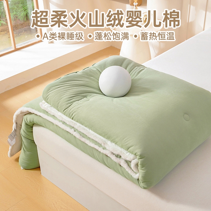 亿莱鑫 2025新款A类超柔火山绒春秋被被子被芯冬被 抹茶绿