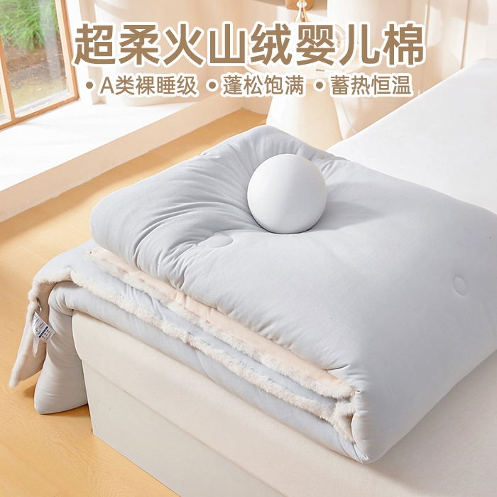 亿莱鑫 2025新款A类超柔火山绒春秋被被子被芯冬被 优雅灰