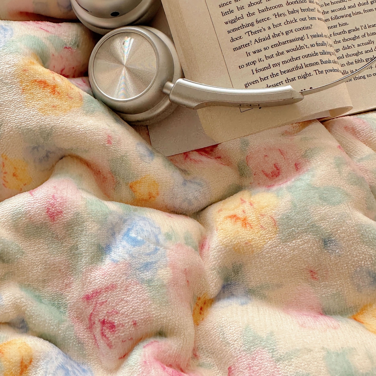 91家纺网 家纺一手货源 找家纺 优选良品 2025新款小清新加厚高克重牛奶绒四件套直播热款电商热款春意满园