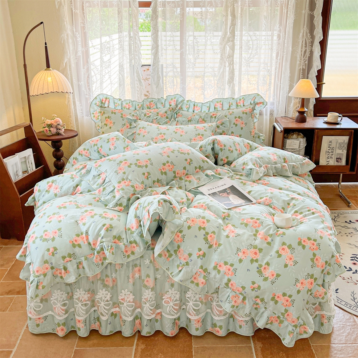 91家纺网 家纺一手货源 找家纺 （总）宜凡家纺 2025新款全棉韩版床裙四件套