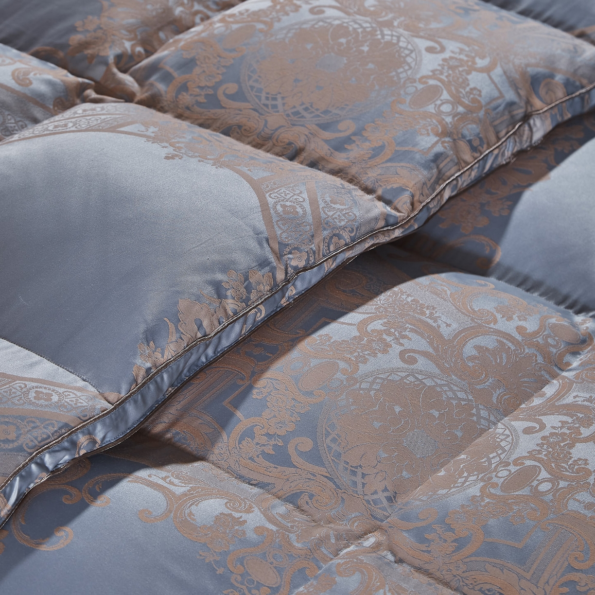 91家纺网 家纺一手货源 找家纺 （总）暖羽屋羽绒馆2025新款色织提花 95白鹅绒丝被子 羽绒被芯 春秋被双人加厚冬被