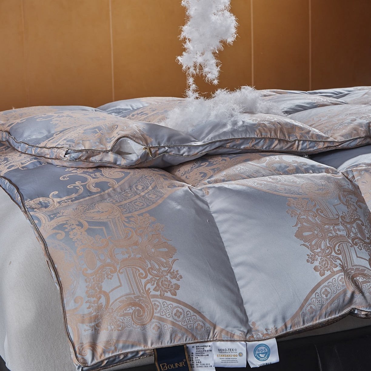 91家纺网 家纺一手货源 找家纺 （总）暖羽屋羽绒馆2025新款色织提花 95白鹅绒丝被子 羽绒被芯 春秋被双人加厚冬被