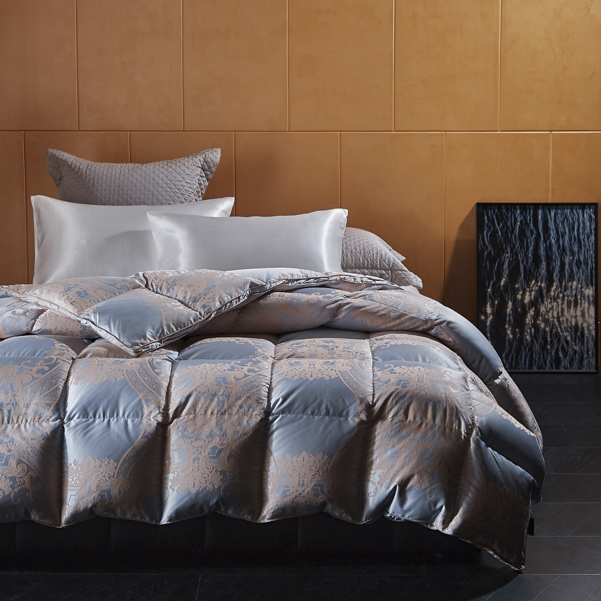 91家纺网 家纺一手货源 找家纺 （总）暖羽屋羽绒馆2025新款色织提花 95白鹅绒丝被子 羽绒被芯 春秋被双人加厚冬被