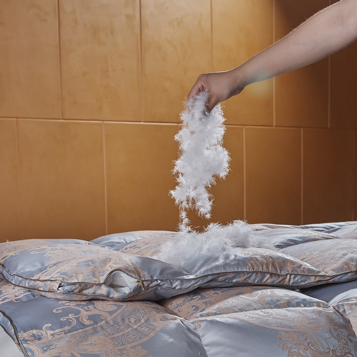 91家纺网 家纺一手货源 找家纺 （总）暖羽屋羽绒馆2025新款色织提花 95白鹅绒丝被子 羽绒被芯 春秋被双人加厚冬被