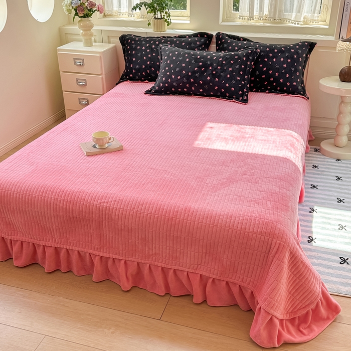 91家纺网 家纺一手货源 找家纺 （总）欧尚 2025新款高克重牛奶绒加厚保暖印花床盖四件套