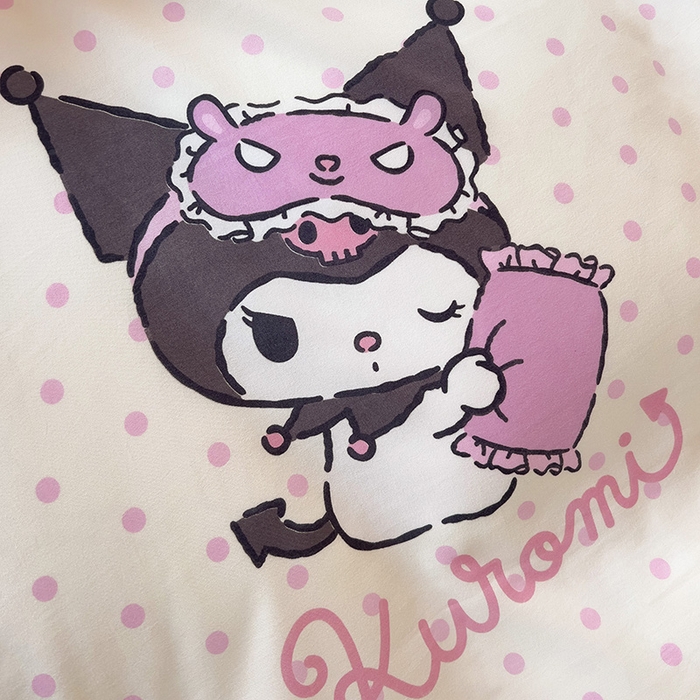 91家纺网 家纺一手货源 找家纺 港岛妹妹 2025新款云朵水洗工艺三丽鸥学生宿舍三件套上下铺三件套 三丽鸥-白色库洛米