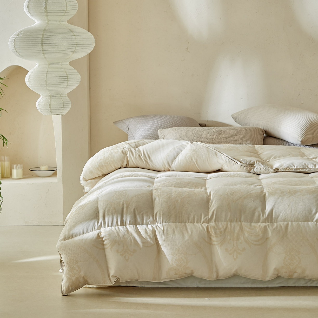 91家纺网 家纺一手货源 找家纺 （总）暖羽屋羽绒馆2025新款A类彩棉 鹅绒丝被 羽绒被芯 羽绒冬被双人加厚春秋被子