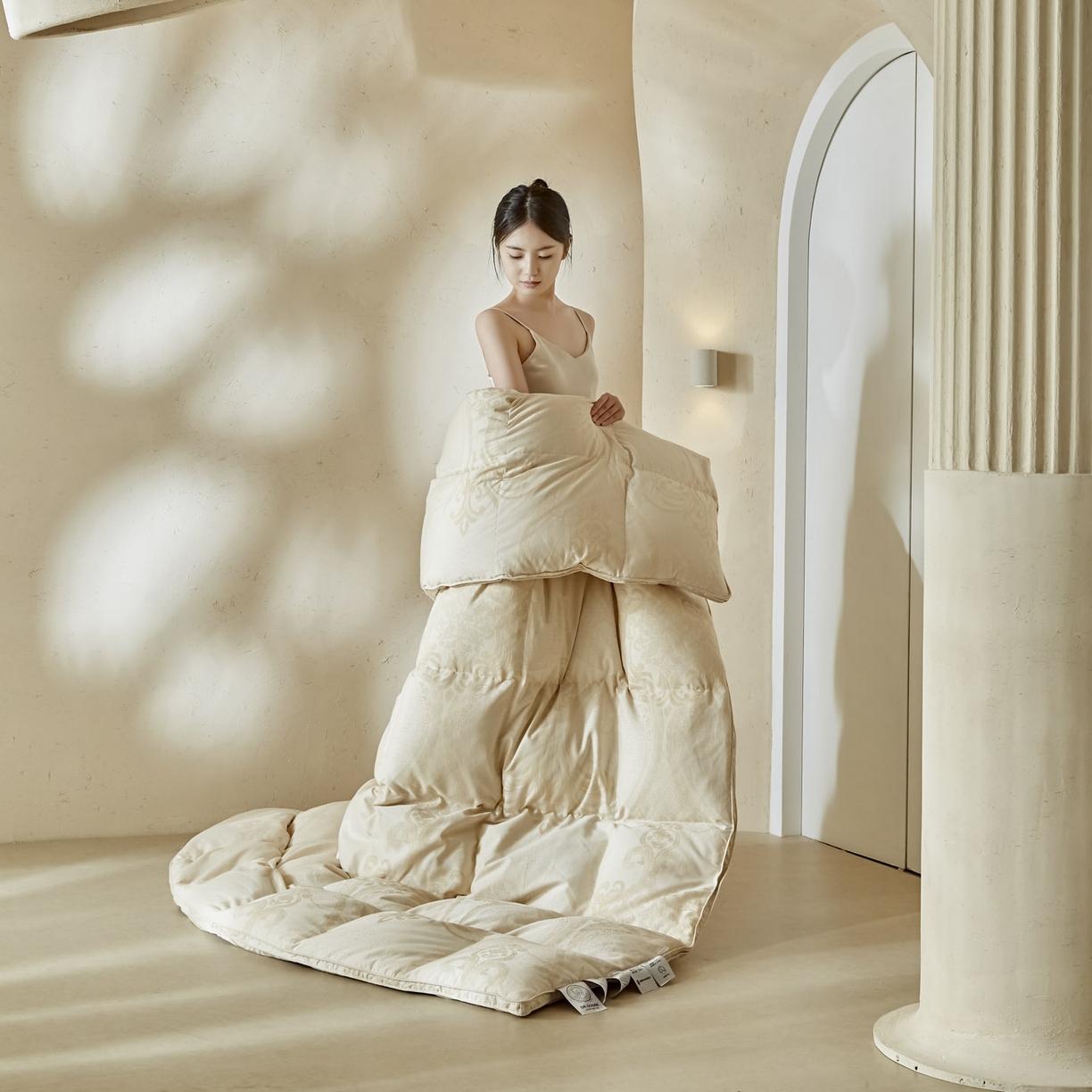 91家纺网 家纺一手货源 找家纺 （总）暖羽屋羽绒馆2025新款A类彩棉 鹅绒丝被 羽绒被芯 羽绒冬被双人加厚春秋被子