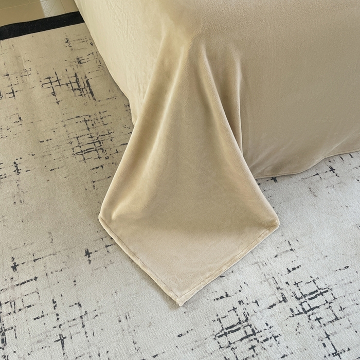 91家纺网 家纺一手货源 找家纺 库里梦家纺  2025新网红爆款简约纯色欧美风10公分包边牛奶绒四件套 包边款 卡其