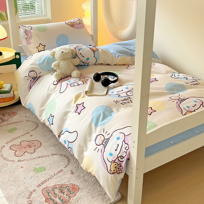 港岛妹妹 2025新款云朵水洗工艺三丽鸥学生宿舍三件套上下铺三件套 三丽鸥-彩色涂鸦玉桂狗