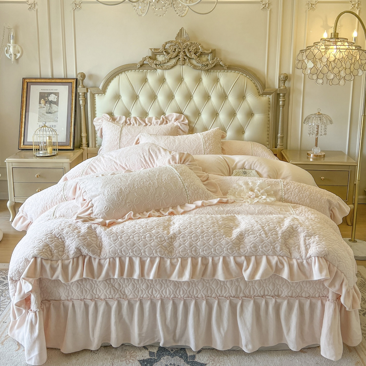 91家纺网 家纺一手货源 找家纺 （总）亲亲公主 2025全棉蕾丝花边床裙公主风四件套