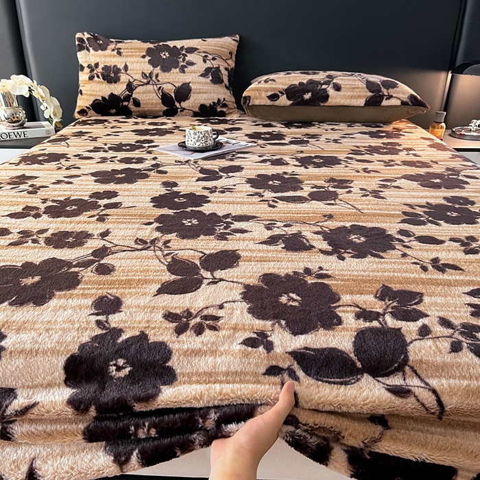 91家纺网 家纺一手货源 找家纺 乐窝家纺仓储 2025新款亲肤加厚保暖兔毛绒牛奶绒单品床笠单件床笠-美拉德 美拉德-繁花