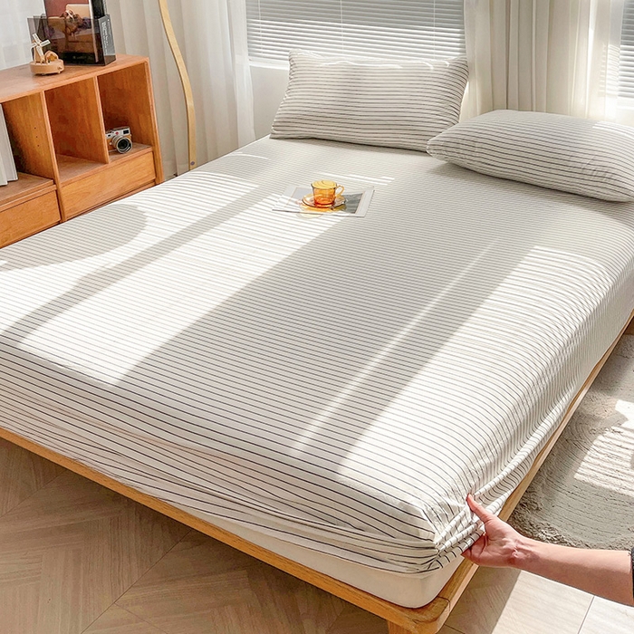 91家纺网 家纺一手货源 找家纺 恋人优选 2025新款纯棉色织床笠--无标款 白条