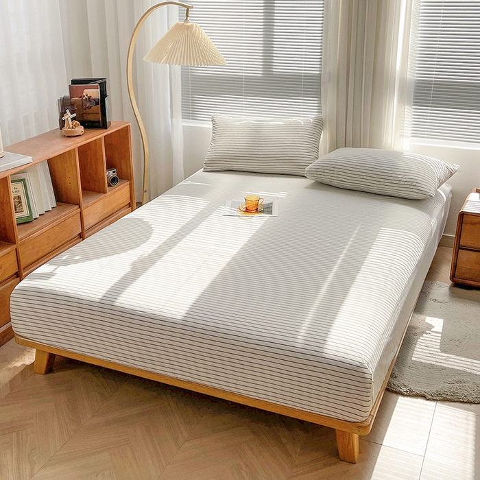 91家纺网 家纺一手货源 找家纺 恋人优选 2025新款纯棉色织床笠--无标款 白条