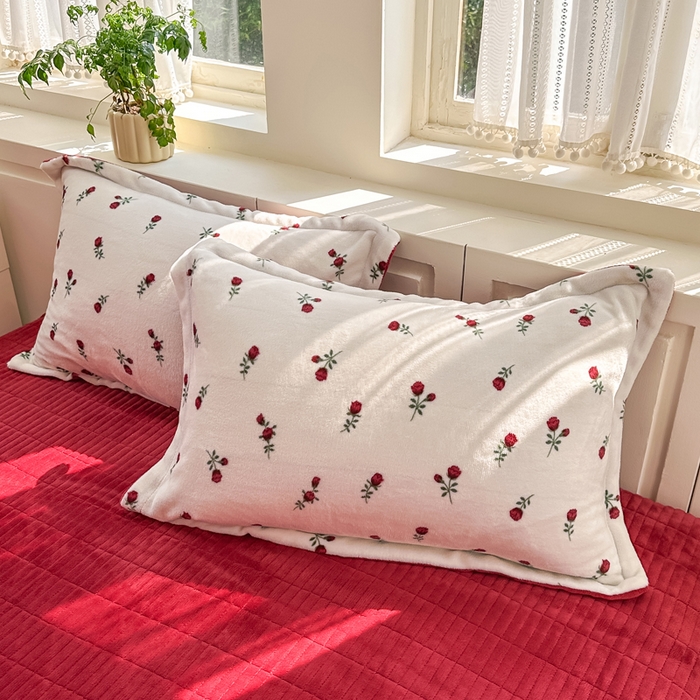 91家纺网 家纺一手货源 找家纺 欧尚 2025新款高克重牛奶绒加厚保暖印花床盖四件套 一枝梅