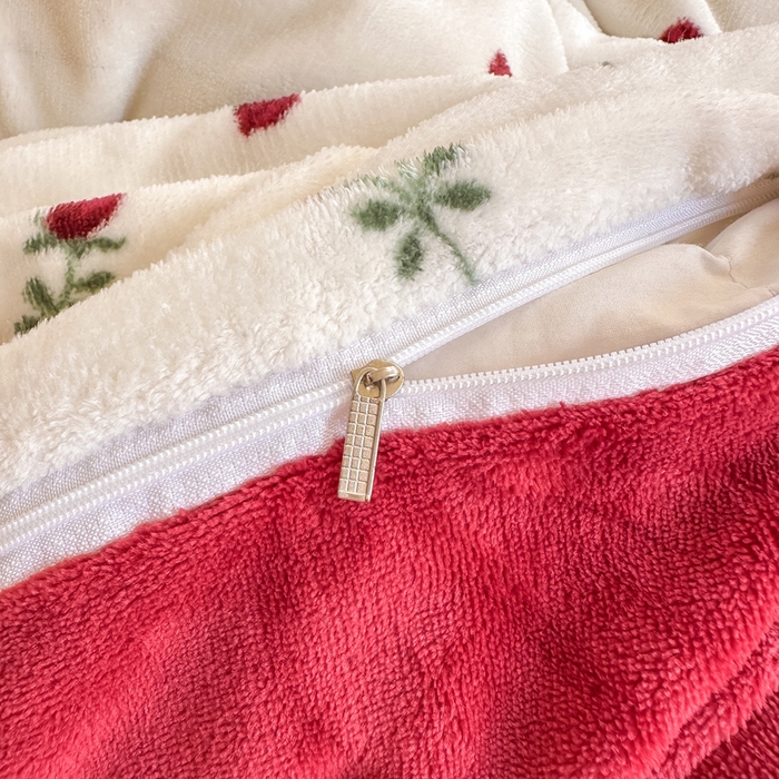 91家纺网 家纺一手货源 找家纺 欧尚 2025新款高克重牛奶绒加厚保暖印花床盖四件套 一枝梅