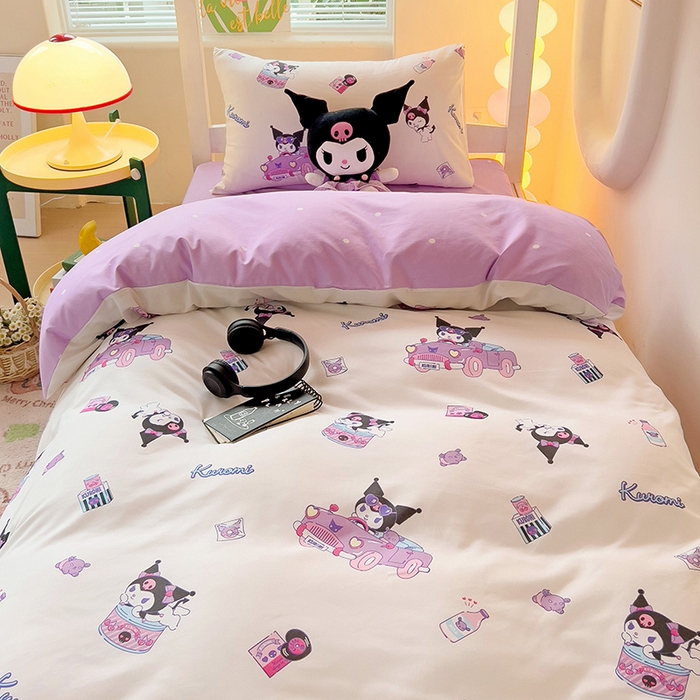 91家纺网 家纺一手货源 找家纺 港岛妹妹 2025新款云朵水洗工艺三丽鸥学生宿舍三件套上下铺三件套 三丽鸥-潮流库洛米