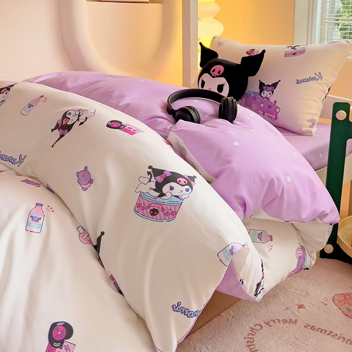 91家纺网 家纺一手货源 找家纺 港岛妹妹 2025新款云朵水洗工艺三丽鸥学生宿舍三件套上下铺三件套 三丽鸥-潮流库洛米