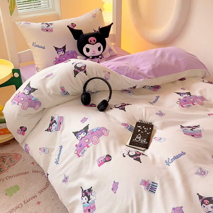 91家纺网 家纺一手货源 找家纺 港岛妹妹 2025新款云朵水洗工艺三丽鸥学生宿舍三件套上下铺三件套 三丽鸥-潮流库洛米