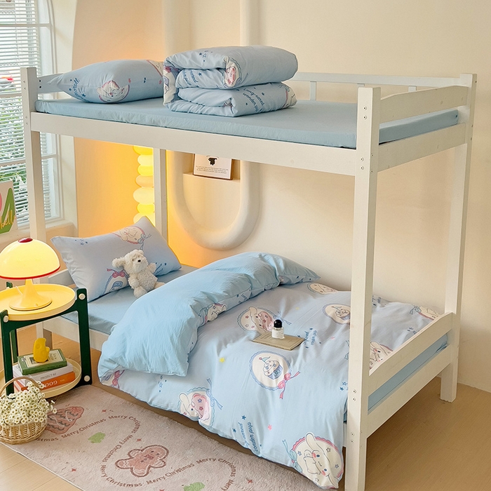 91家纺网 家纺一手货源 找家纺 港岛妹妹 2025新款云朵水洗工艺三丽鸥学生宿舍三件套上下铺三件套 三丽鸥-蛋糕玉桂狗