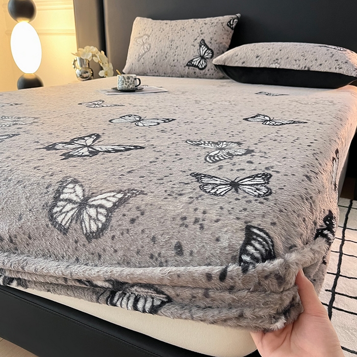 91家纺网 家纺一手货源 找家纺 乐窝家纺仓储 2025新款亲肤加厚保暖兔毛绒牛奶绒单品床笠单件床笠-美拉德 美拉德-蝶舞