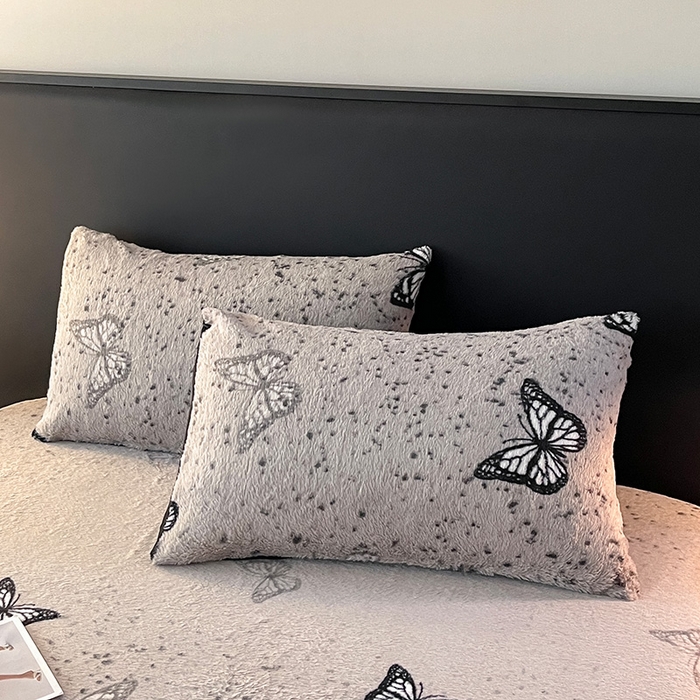 91家纺网 家纺一手货源 找家纺 乐窝家纺仓储 2025新款亲肤加厚保暖兔毛绒牛奶绒单品床笠单件床笠-美拉德 美拉德-蝶舞