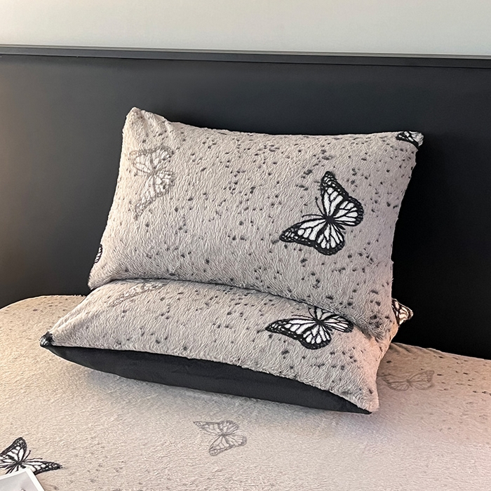 91家纺网 家纺一手货源 找家纺 乐窝家纺仓储 2025新款亲肤加厚保暖兔毛绒牛奶绒单品床笠单件床笠-美拉德 美拉德-蝶舞