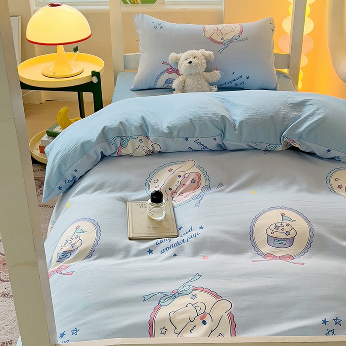 91家纺网 家纺一手货源 找家纺 港岛妹妹 2025新款云朵水洗工艺三丽鸥学生宿舍三件套上下铺三件套 三丽鸥-蛋糕玉桂狗