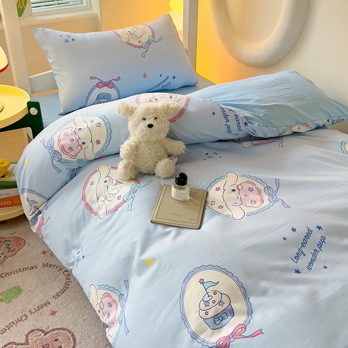 91家纺网 家纺一手货源 找家纺 港岛妹妹 2025新款云朵水洗工艺三丽鸥学生宿舍三件套上下铺三件套 三丽鸥-蛋糕玉桂狗