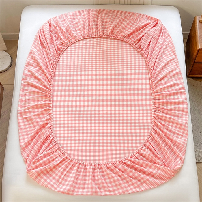 91家纺网 家纺一手货源 找家纺 恋人优选 2025新款纯棉色织床笠--无标款 粉色格