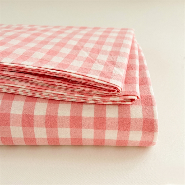 91家纺网 家纺一手货源 找家纺 恋人优选 2025新款纯棉色织床笠--无标款 粉色格