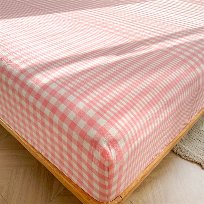 91家纺网 家纺一手货源 找家纺 恋人优选 2025新款纯棉色织床笠--无标款 粉色格