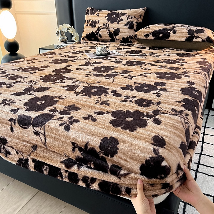 91家纺网 家纺一手货源 找家纺 乐窝家纺仓储 2025新款亲肤加厚保暖兔毛绒牛奶绒单品床笠单件床笠-美拉德 美拉德-繁花