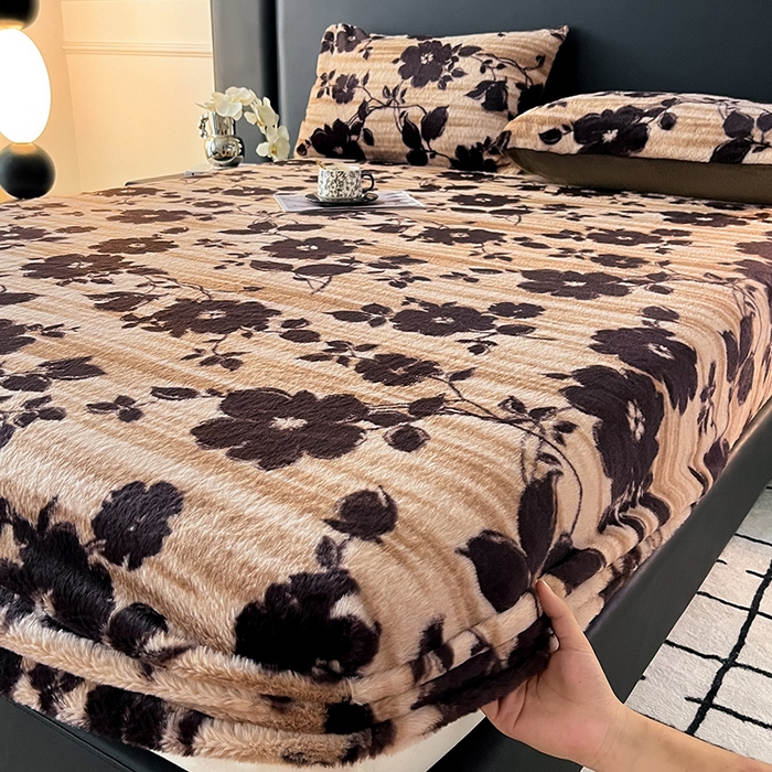 91家纺网 家纺一手货源 找家纺 乐窝家纺仓储 2025新款亲肤加厚保暖兔毛绒牛奶绒单品床笠单件床笠-美拉德 美拉德-繁花