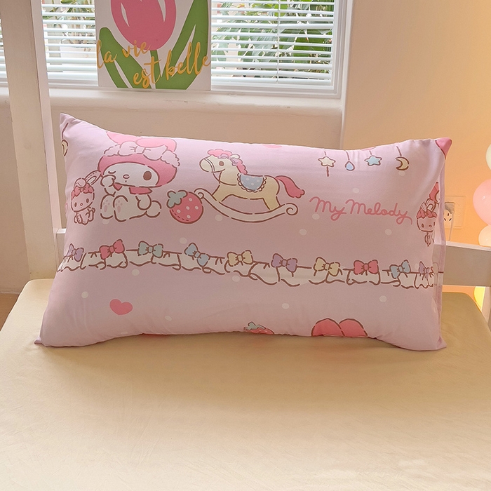 91家纺网 家纺一手货源 找家纺 港岛妹妹 2025新款云朵水洗工艺三丽鸥学生宿舍三件套上下铺三件套 三丽鸥-蝴蝶结美乐蒂