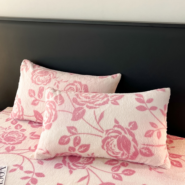 91家纺网 家纺一手货源 找家纺 乐窝家纺仓储 2025新款亲肤加厚保暖兔毛绒牛奶绒单品床笠单件床笠-美拉德 美拉德-粉蔷薇